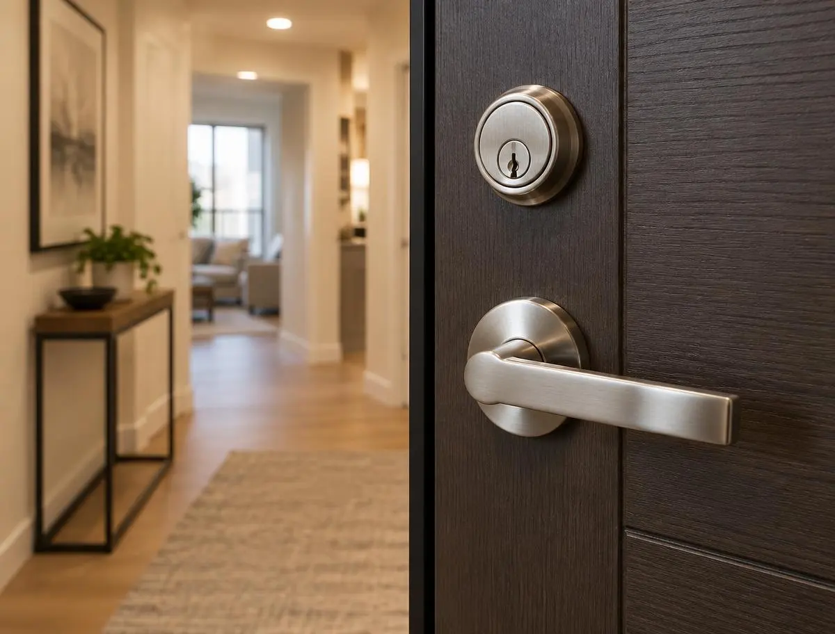 Porte d'entrée d'appartement équipée d'un cylindre de sécurité